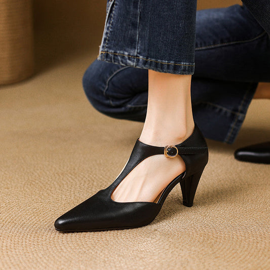 Retro T-Strap High Heel Sandals by Sophie Laurie