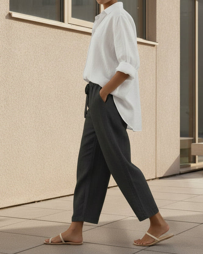 Elegant Cotton Linen Cropped Pants Sophie Laurie