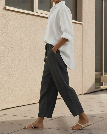 Elegant Cotton Linen Cropped Pants Sophie Laurie