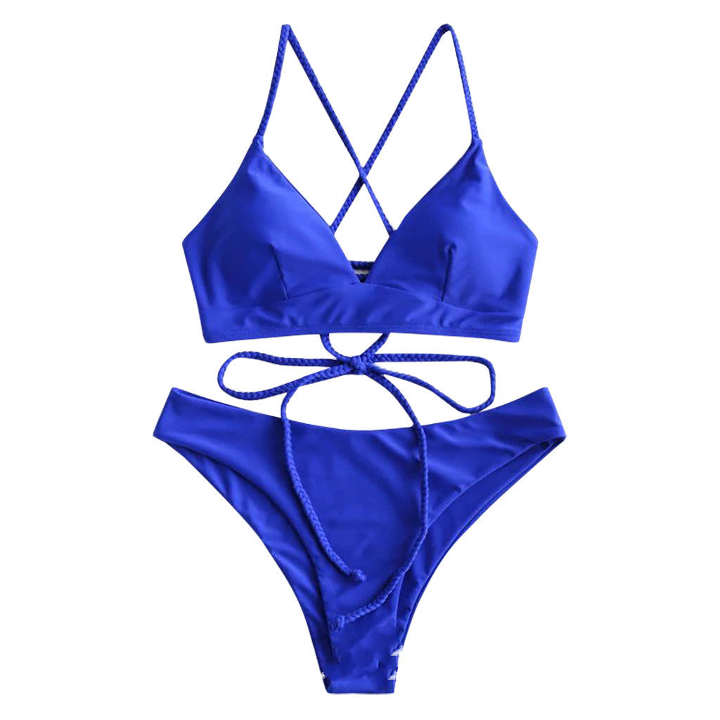 Strappy Solid Bikini by Sophie Laurie
