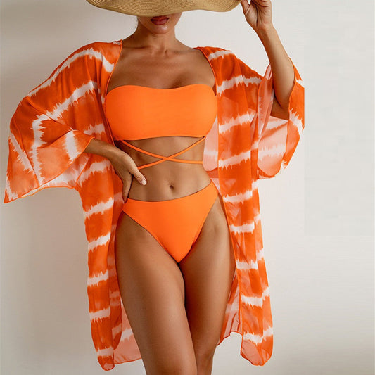 Vibrant Chiffon Three Piece Swimsuit by Sophie Laurie
