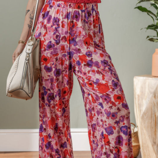Vibrant Floral High Waist Pants by Sophie Laurie