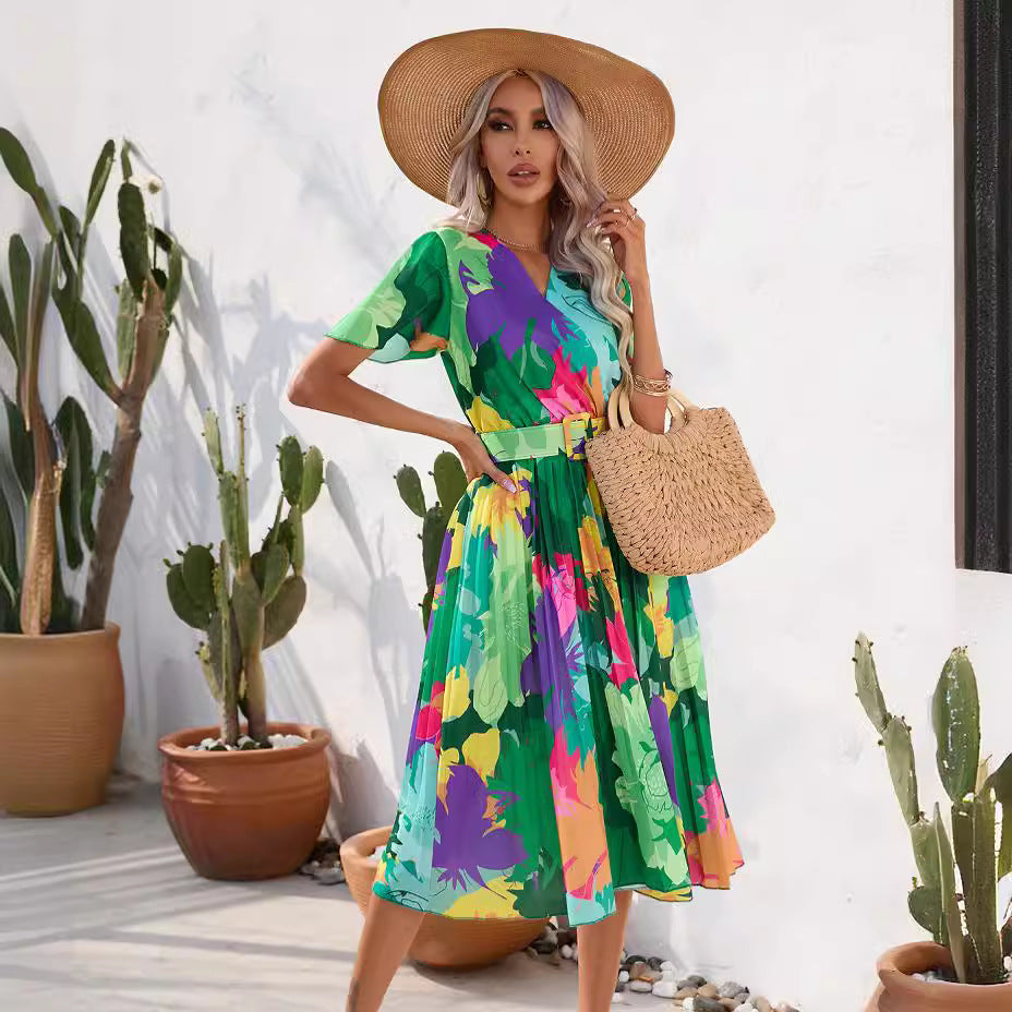 Vibrant Floral Sophie Laurie Summer Midi Dress