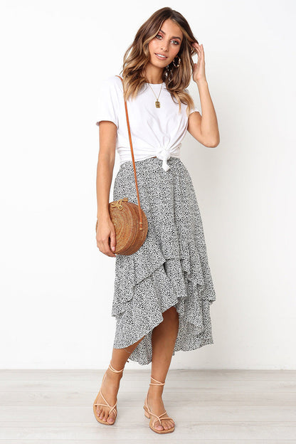 Floral Ruffle Midi Skirt by Sophie Laurie