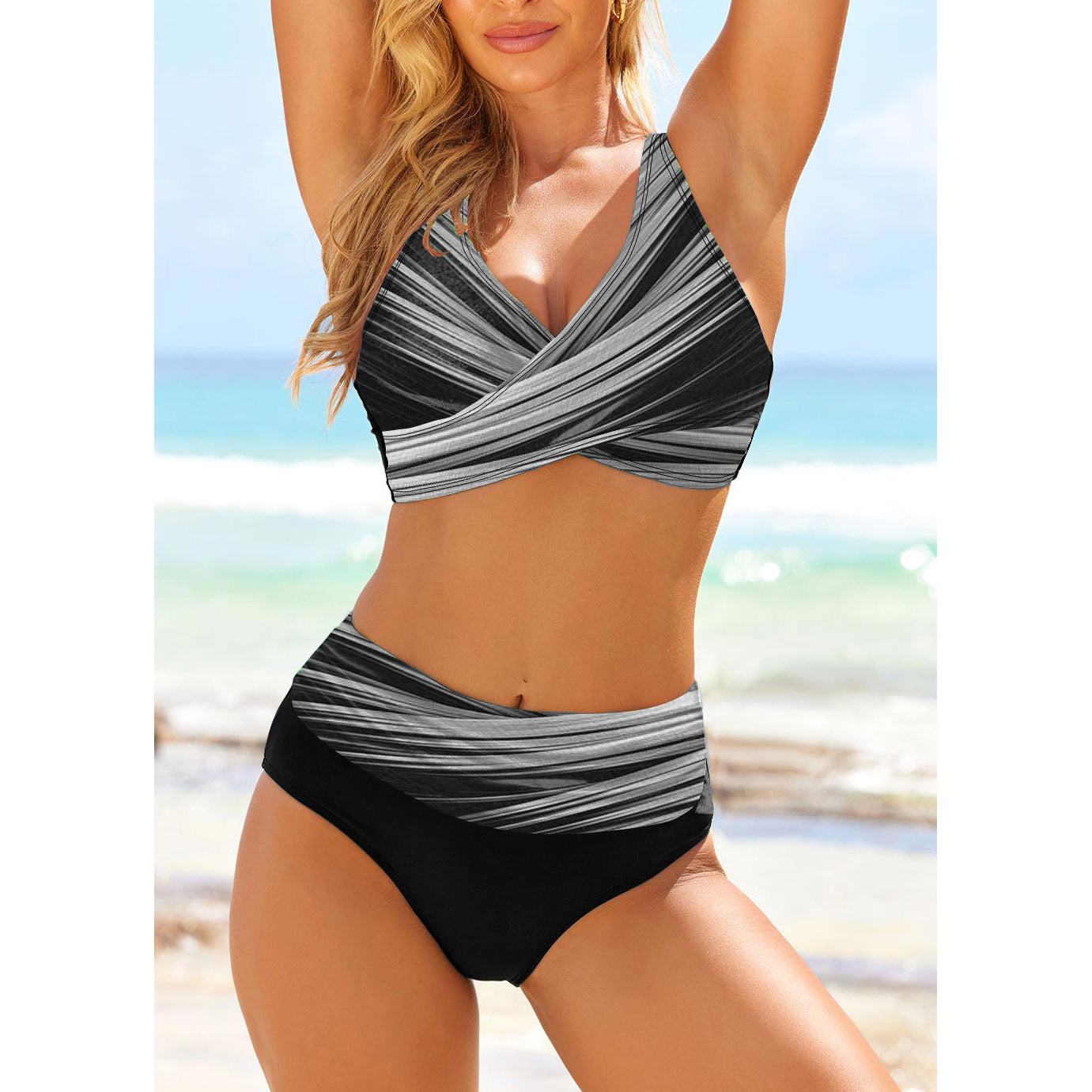 Vibrant Striped High Waist Bikini by Sophie Laurie