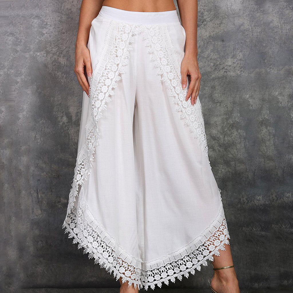Elegant Wide-Leg Lace Pants by Sophie Laurie