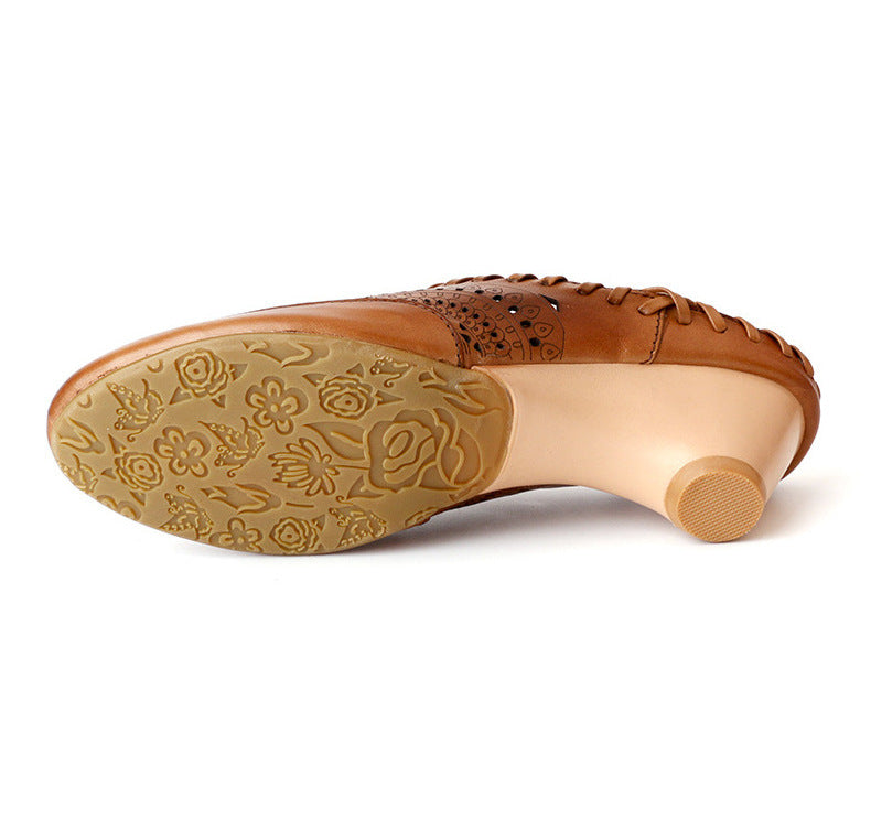 Vintage Leather Mid-Heel Sandals by Sophie Laurie