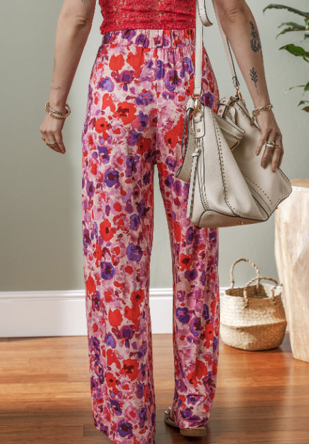 Vibrant Floral High Waist Pants by Sophie Laurie