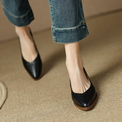 Elegant Sheepskin Low Heels by Sophie Laurie