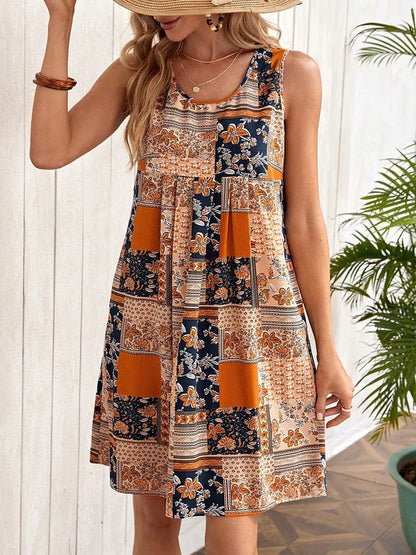 Printed A-Line Sleeveless Dress by Sophie Laurie