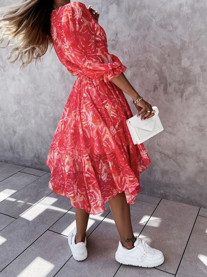 Floral Print Sophie Laurie Irregular Midi Dress