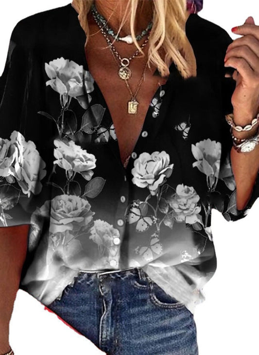 Floral Button-Up Sophie Laurie Short Sleeve Shirt