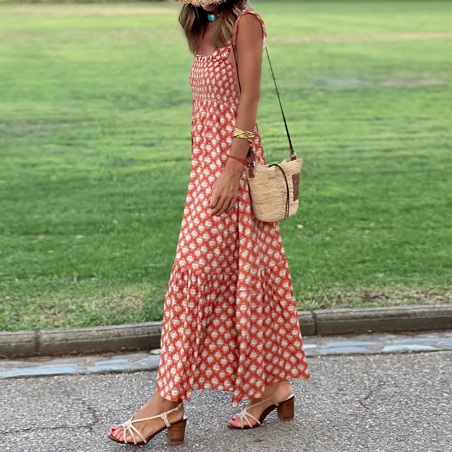 Elegant Floral Strap Dress by Sophie Laurie