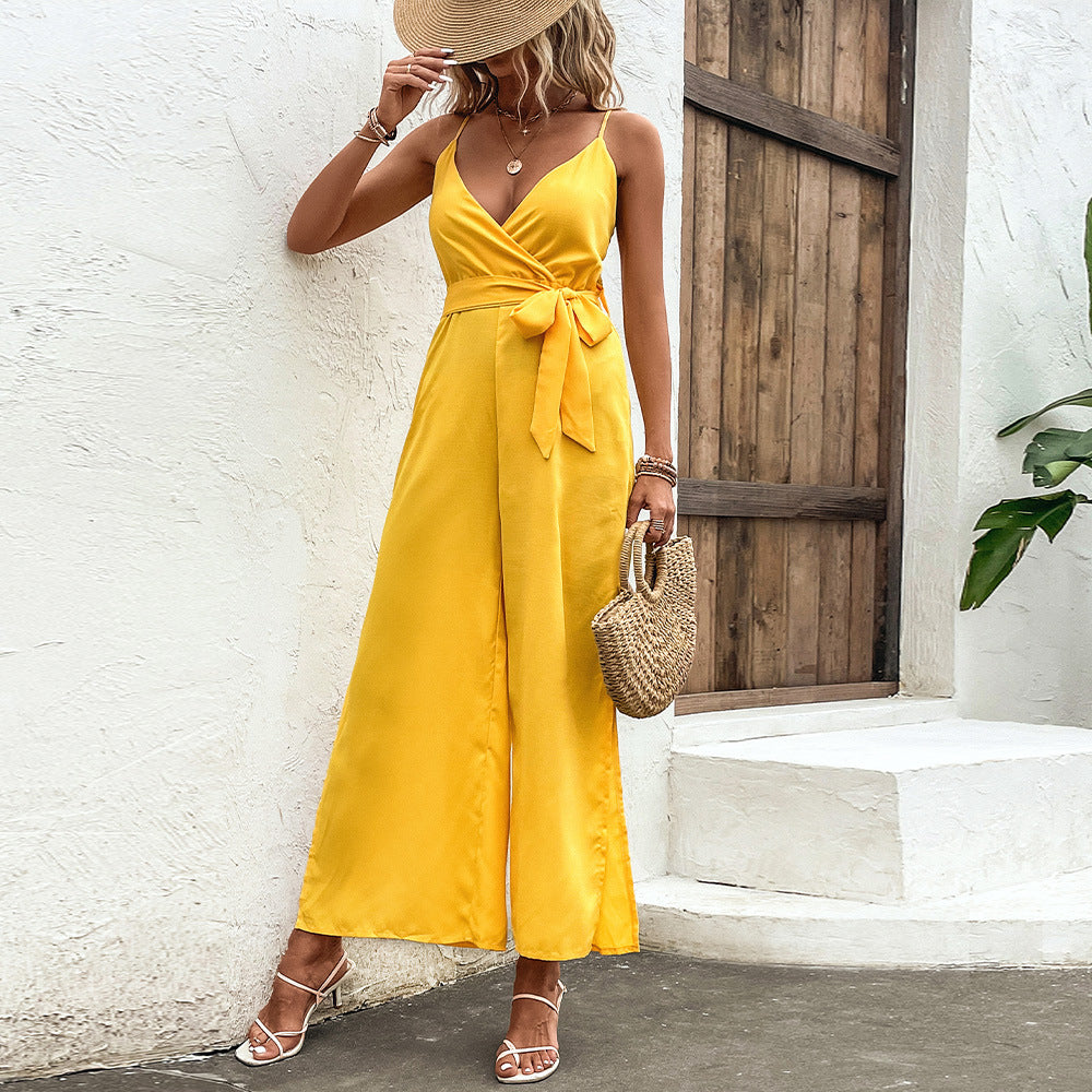 Vibrant Yellow Sophie Laurie Self-Tie Jumpsuit