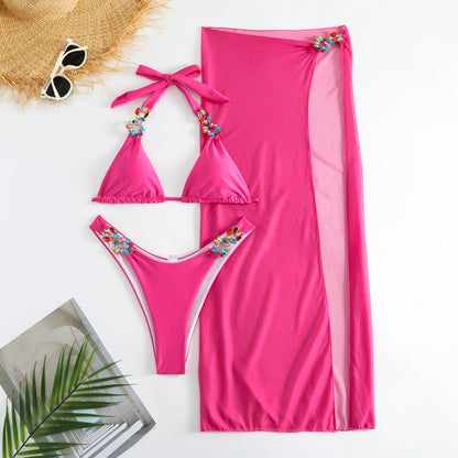 Radiant Mesh Three Piece Bikini Set by Sophie Laurie