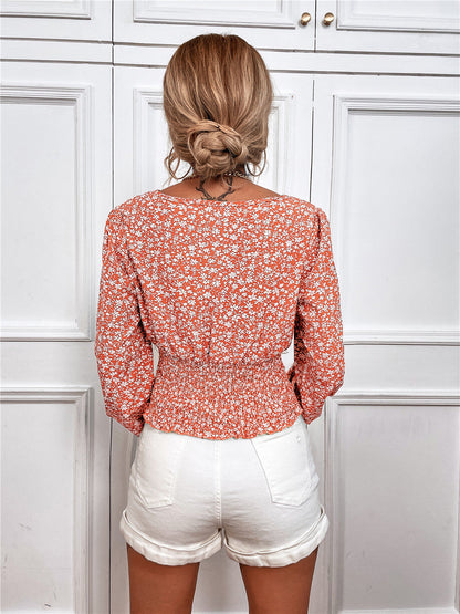 Chic Floral Long Sleeve V-Neck Top by Sophie Laurie
