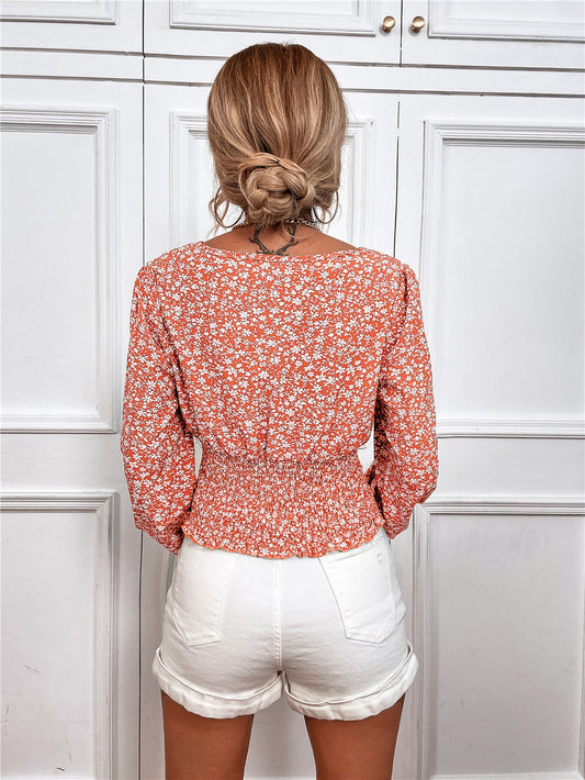 Chic Floral Long Sleeve V-Neck Top by Sophie Laurie