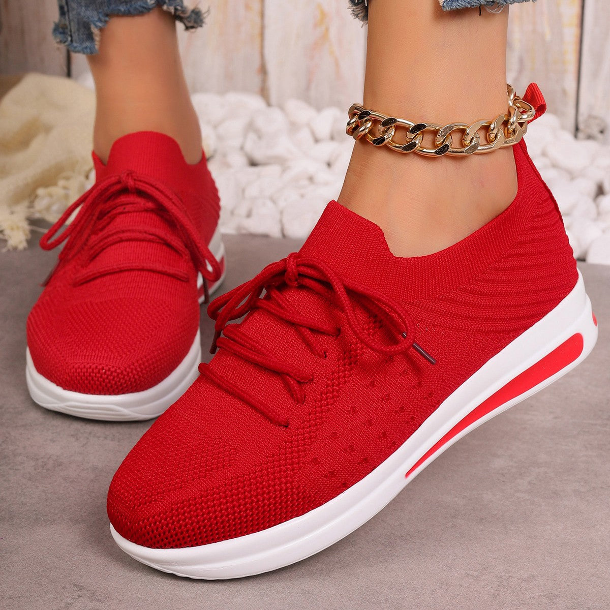 Lightweight Sophie Laurie Fly-Knit Everyday Sneakers