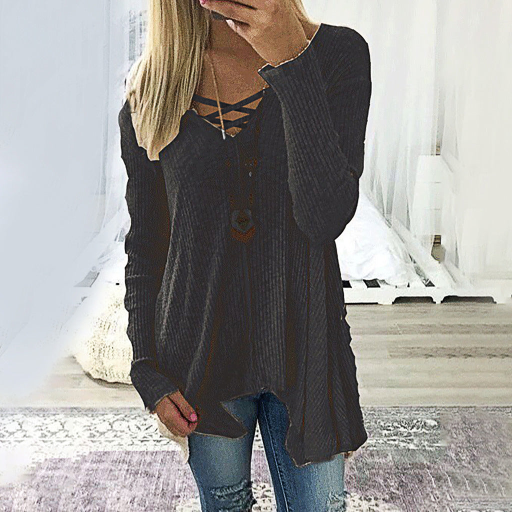 Elegant V-Neck Irregular Blouse by Sophie Laurie