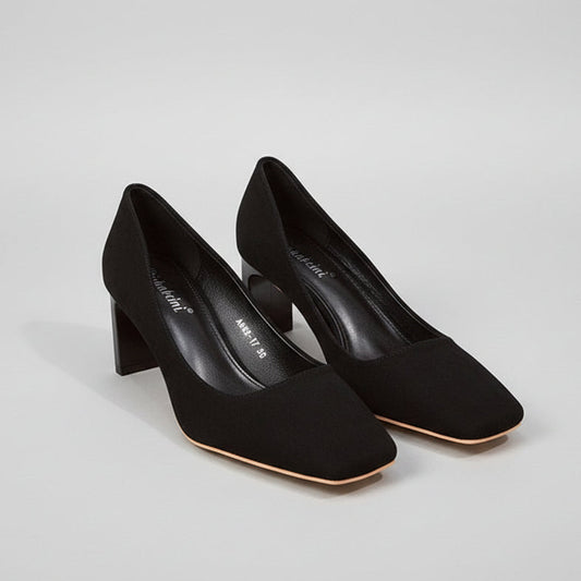 Chic Suede Square Toe Heels by Sophie Laurie