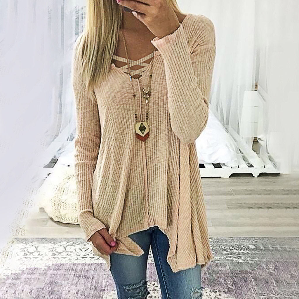 Elegant V-Neck Irregular Blouse by Sophie Laurie