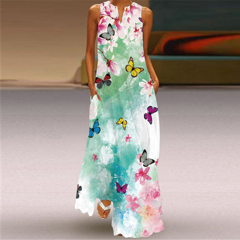 Retro Print Long Dress by Sophie Laurie