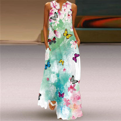 Retro Print Long Dress by Sophie Laurie