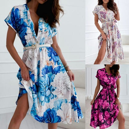 Vibrant Floral Sophie Laurie V-Neck Summer Dress