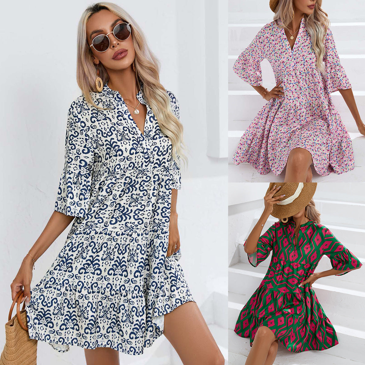 Boho V-Neck Summer Dress by Sophie Laurie