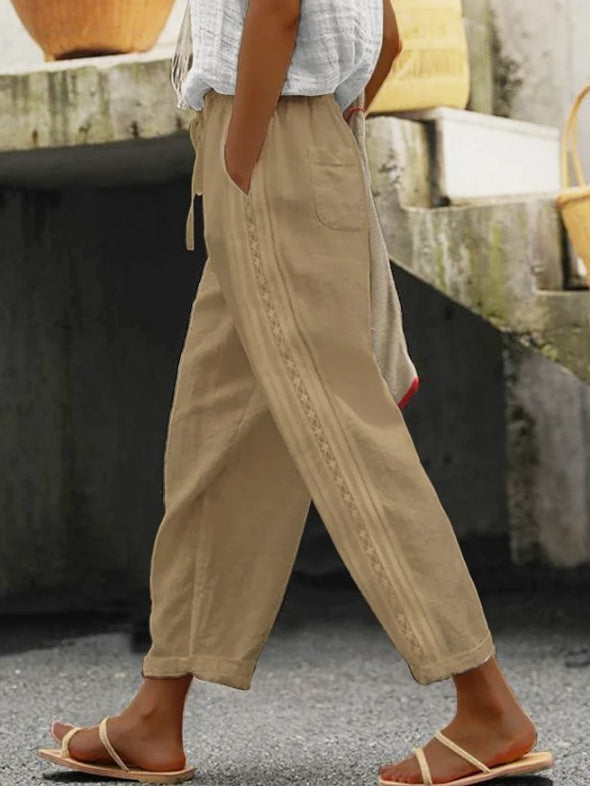 Elegant Cotton Linen Cropped Pants Sophie Laurie