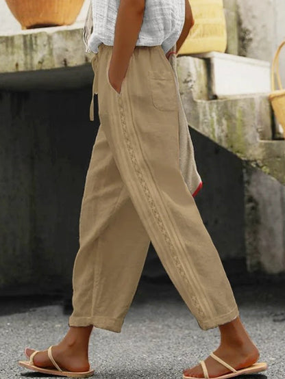 Elegant Cotton Linen Cropped Pants Sophie Laurie