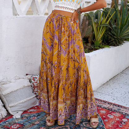 Boho Geometric Sophie Laurie Swing Maxi Skirt