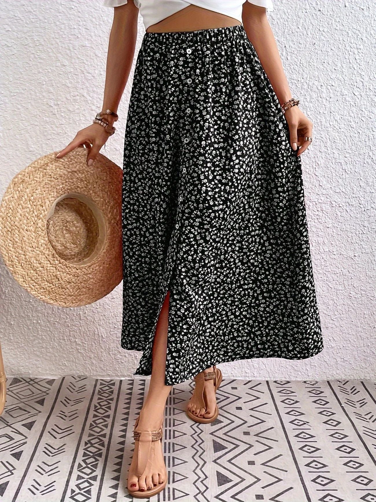 Pastoral Floral A-Line Skirt by Sophie Laurie