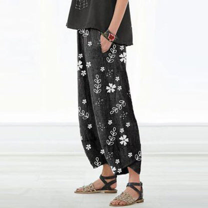 Floral Cotton Wide-Leg Pants by Sophie Laurie