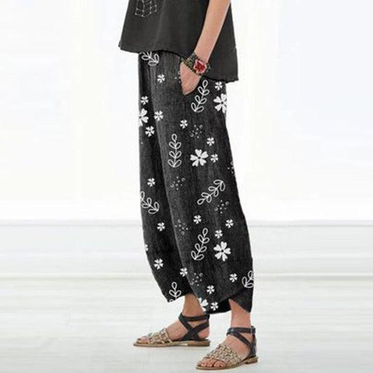 Floral Cotton Wide-Leg Pants by Sophie Laurie