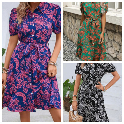 Floral Button-Up Sophie Laurie Summer Shirt Dress