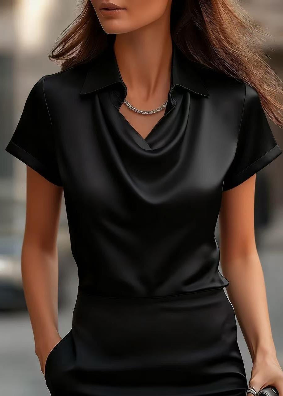 Chic Satin Boat-Neck Blouse by Sophie Laurie