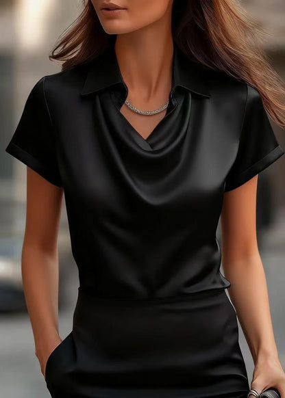 Chic Satin Boat-Neck Blouse by Sophie Laurie