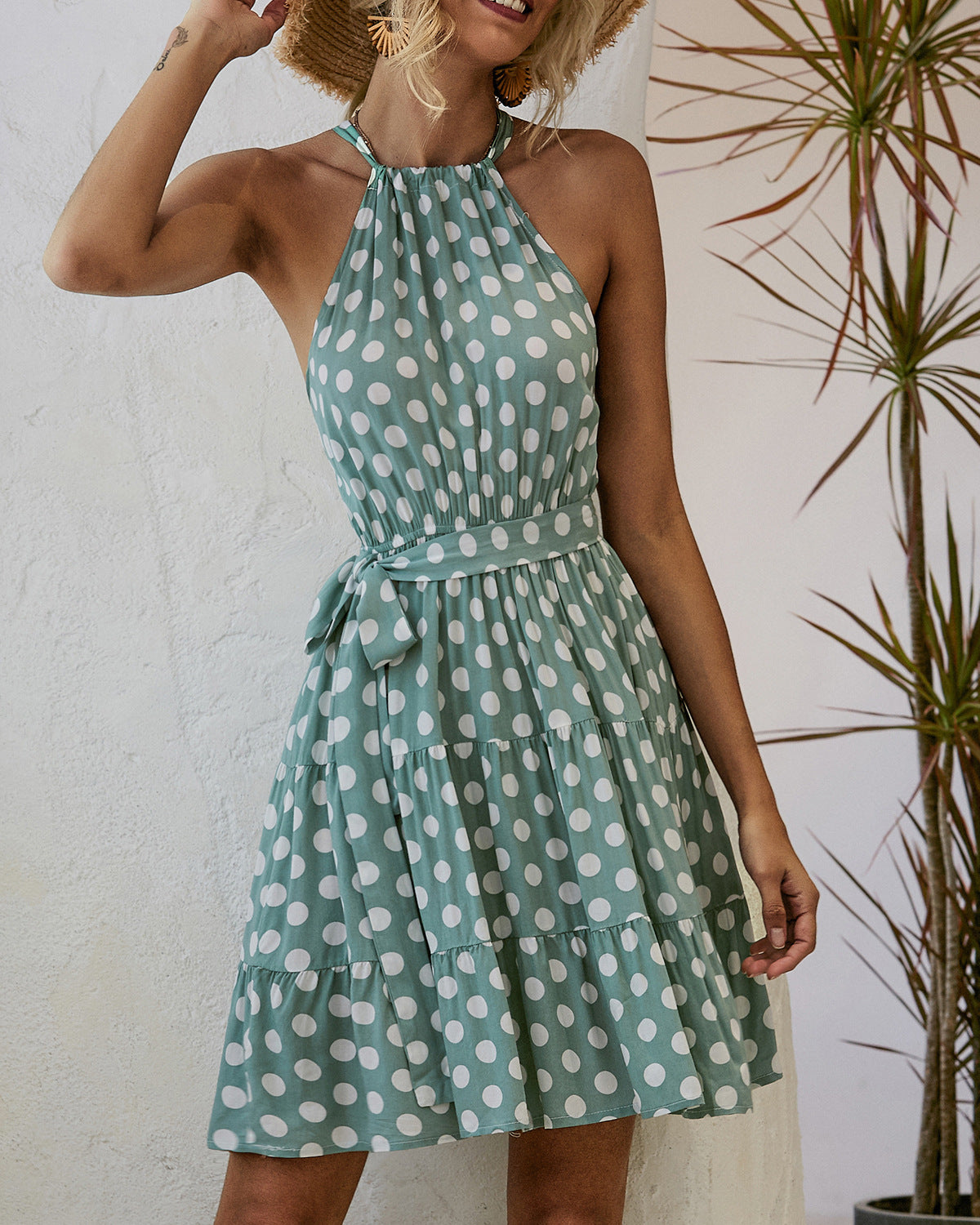 Chic Polka Dot Halter Dress by Sophie Laurie