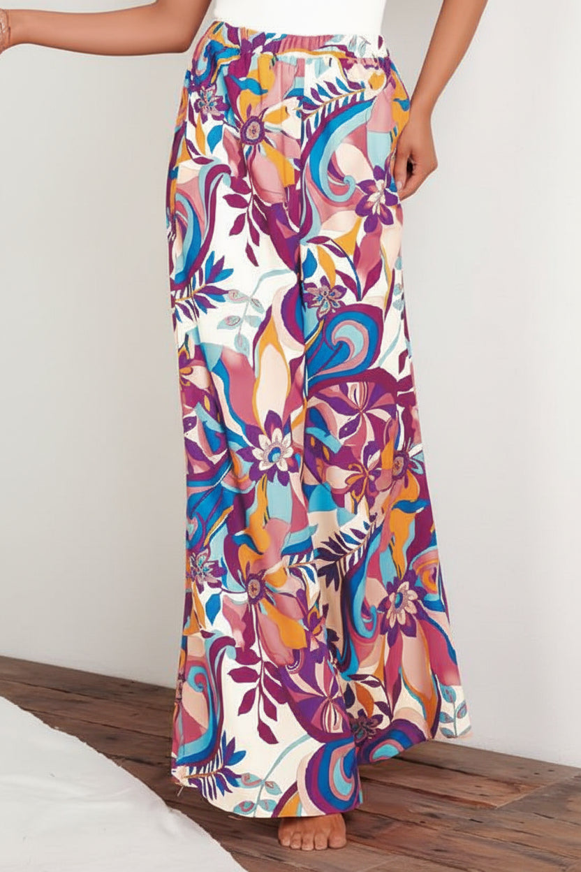 Womens Loose High-Waisted Leopard-Print Street-Style Wide-Leg Pants