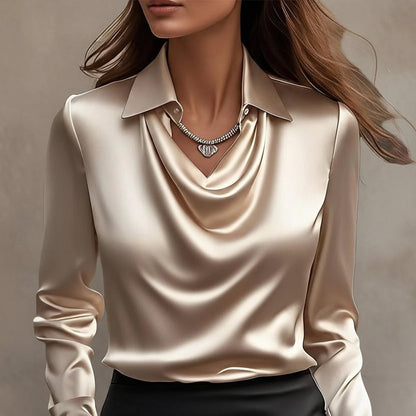 Elegant Satin Swing Collar Top by Sophie Laurie