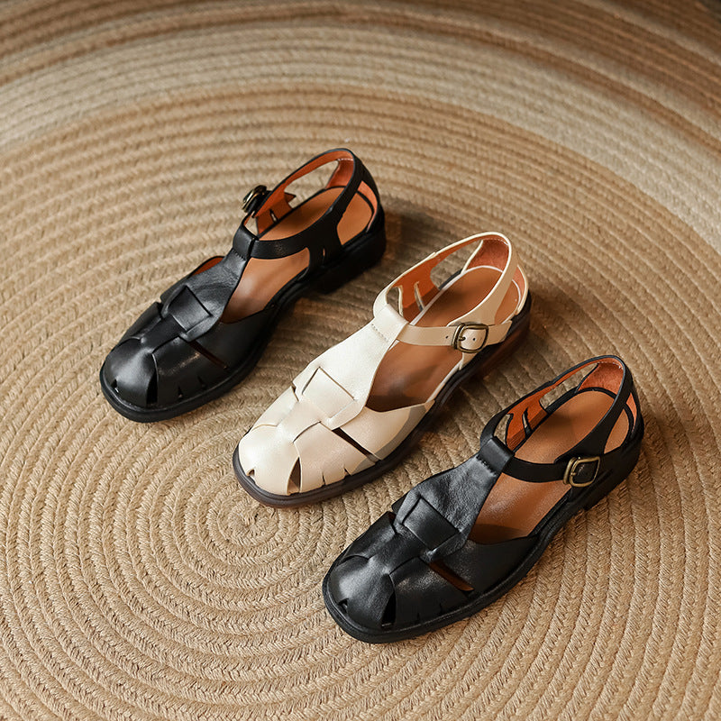 Retro Cowhide Roman Sandals by Sophie Laurie