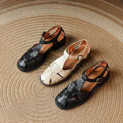 Retro Cowhide Roman Sandals by Sophie Laurie
