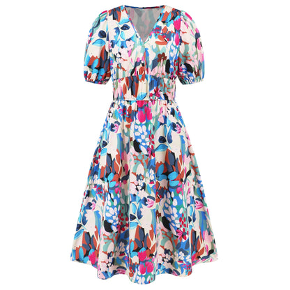 Bohemian Floral V-Neck Dress by Sophie Laurie