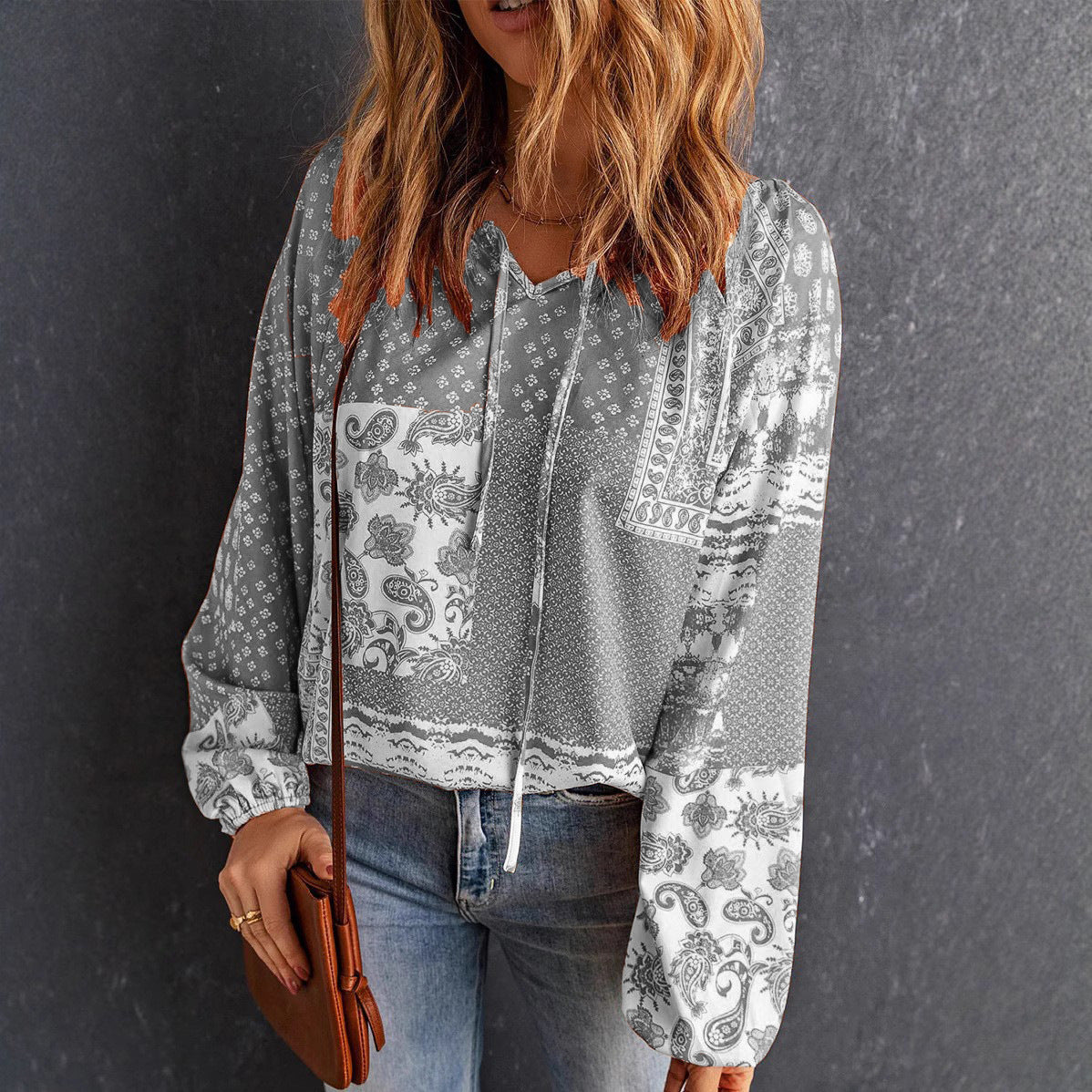 Boho Print Sophie Laurie Long Sleeve Blouse