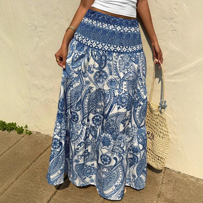 Bohemian Blue Print Sophie Laurie Maxi Skirt