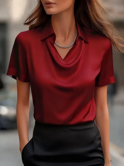 Chic Satin Boat-Neck Blouse by Sophie Laurie
