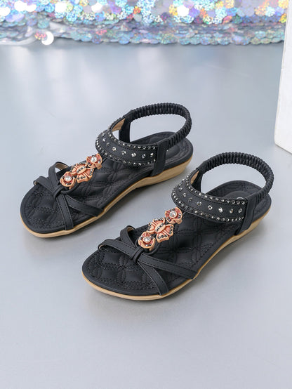 Chic Diamond Flat Sandals by Sophie Laurie