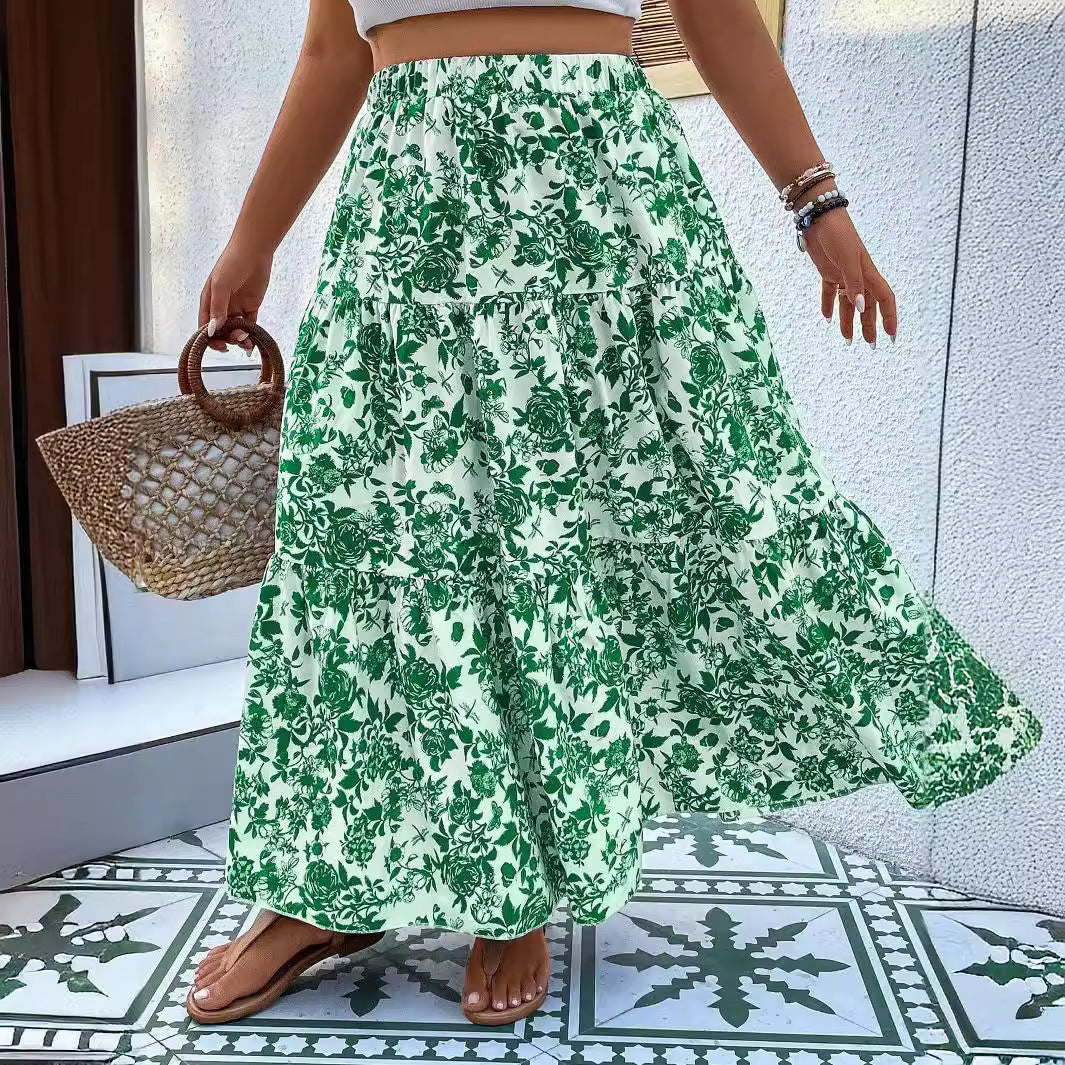 Floral Print Sophie Laurie Plus Size Maxi Skirt