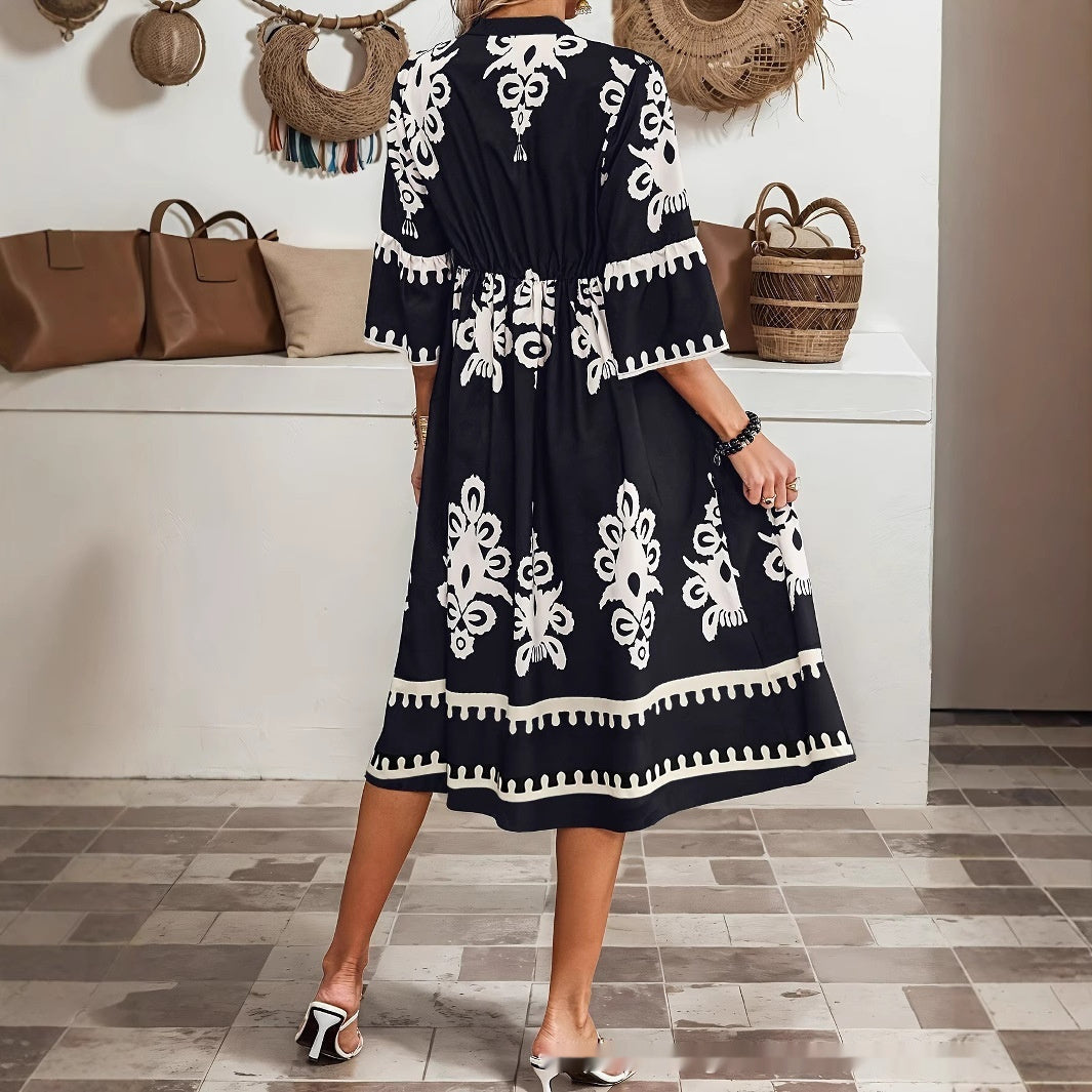 Boho Print V-Neck Dress Sophie Laurie